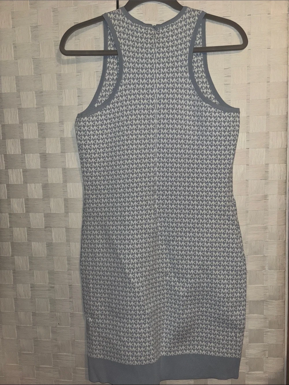 Michael Kors Blue and White Logo Knit Tank Dress